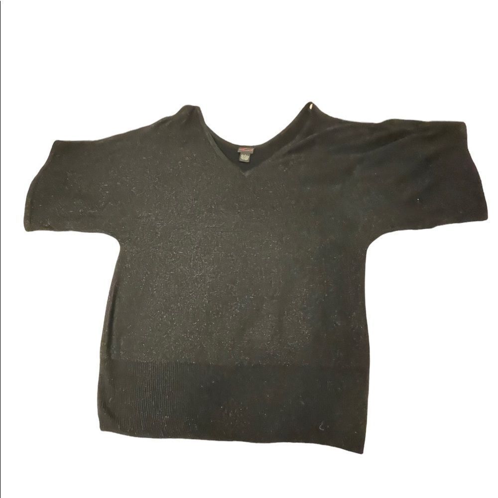 Torrid Black Sparkly Cold Shoulder V-Neck Sweater - Size 1